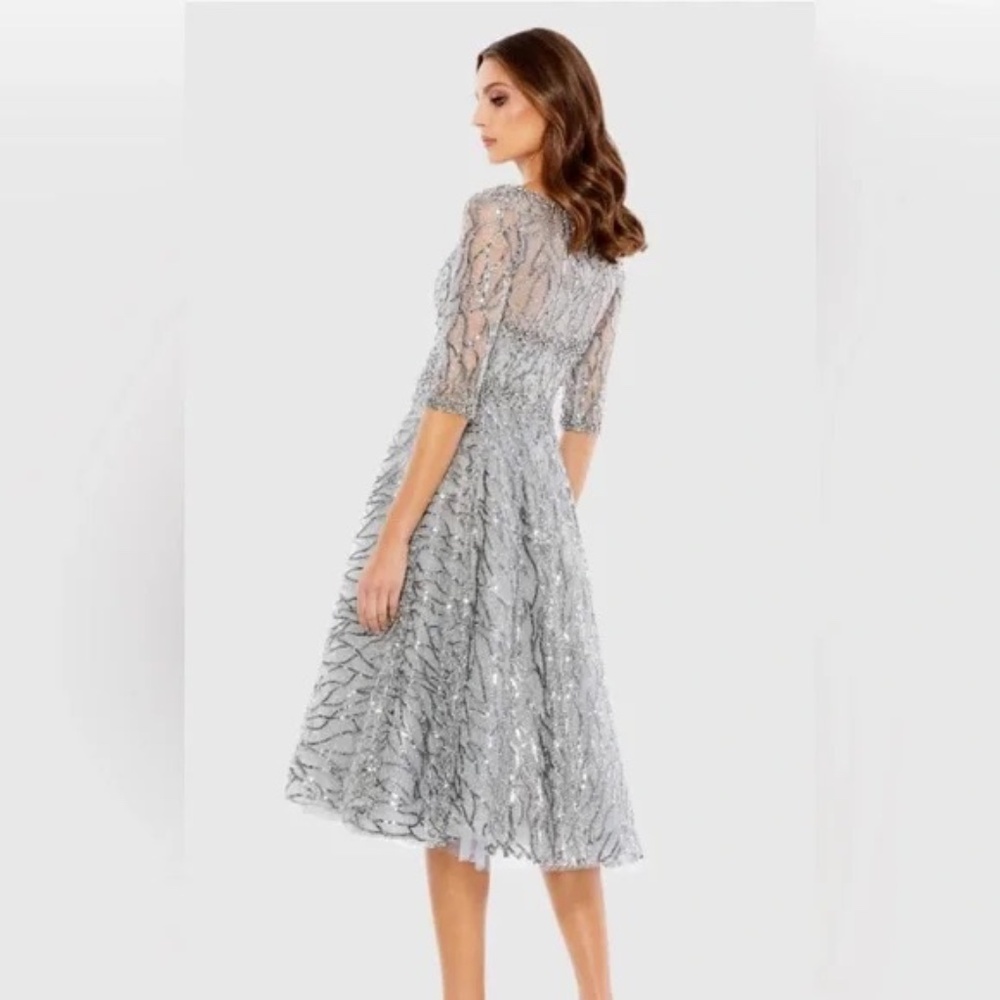 NWT Mac Duggal Embellished 3/4 Sleeve A Line Dress - size 4 - Picture 2 of 8